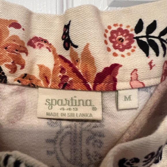 Spartina 449 100% Cotton Denim Printed Floral Dress size Medium - Picture 3 of 3